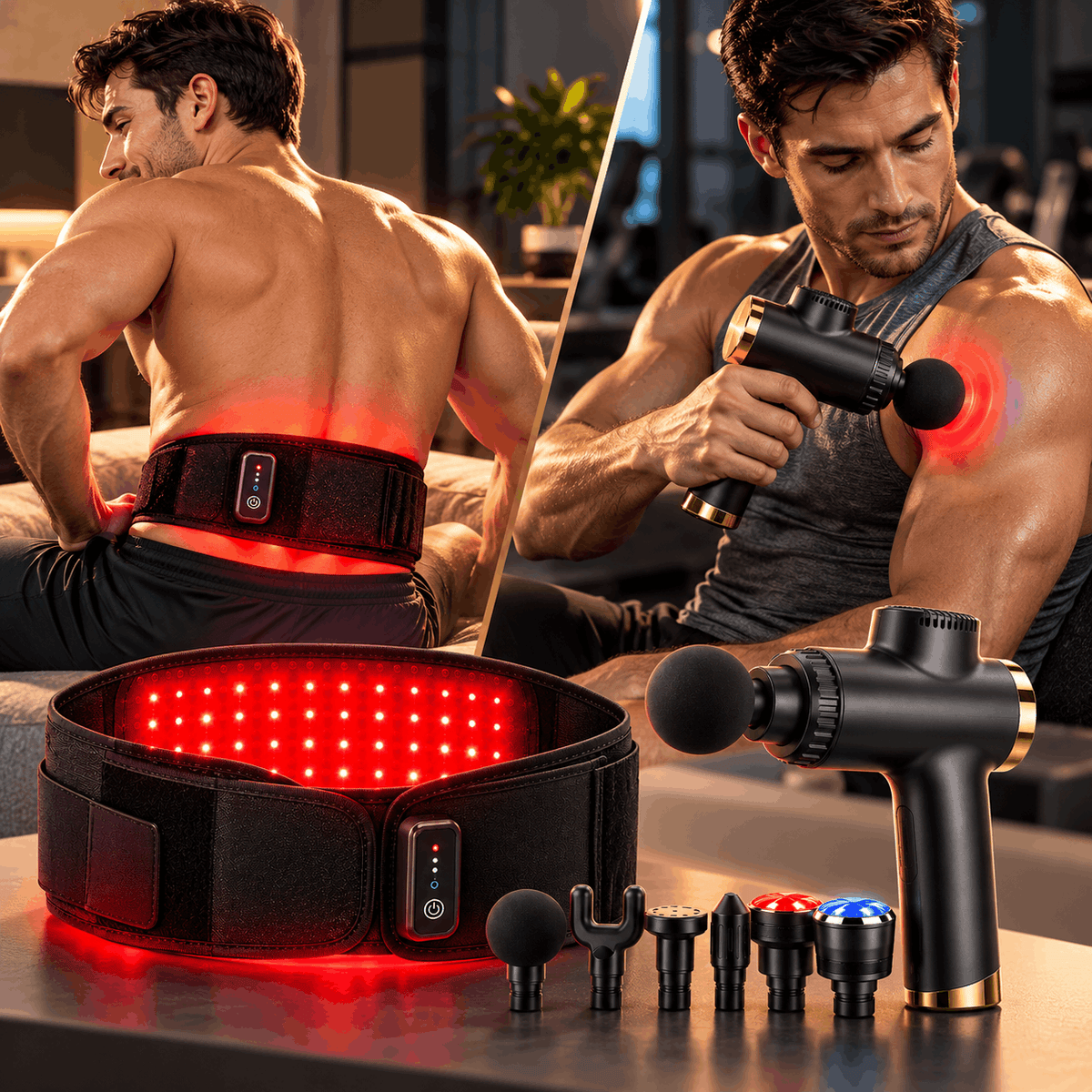 The Recovery Starter Bundle | Red Light Therapy Belt + Deep Tissue Massage Gun